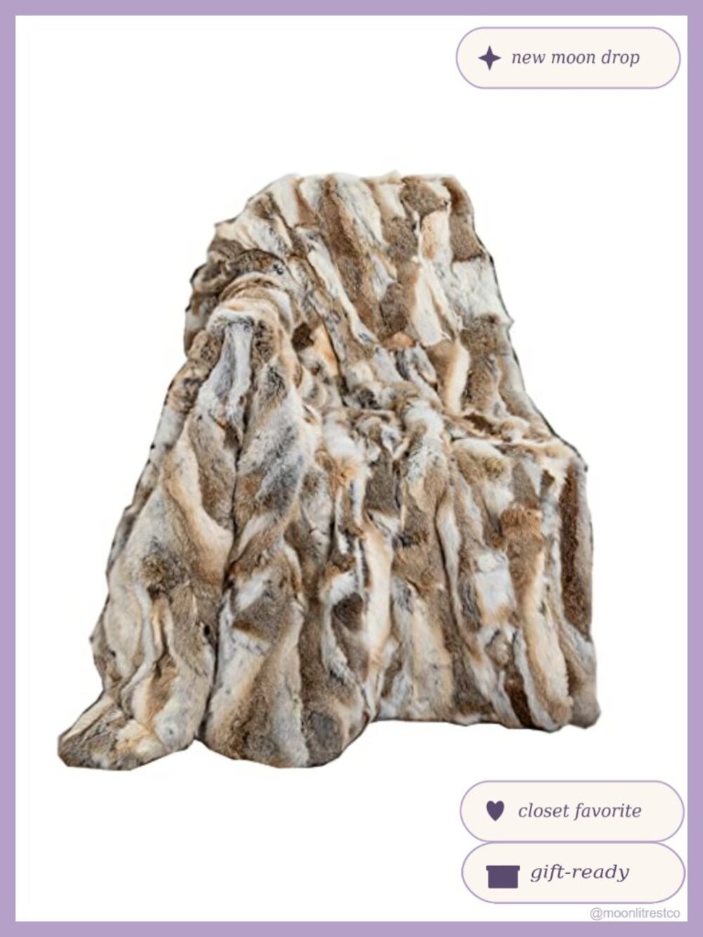 Real Fur Throw Blanket Rabbit Hide Suede Backing Thick Cozy Sofa Bed